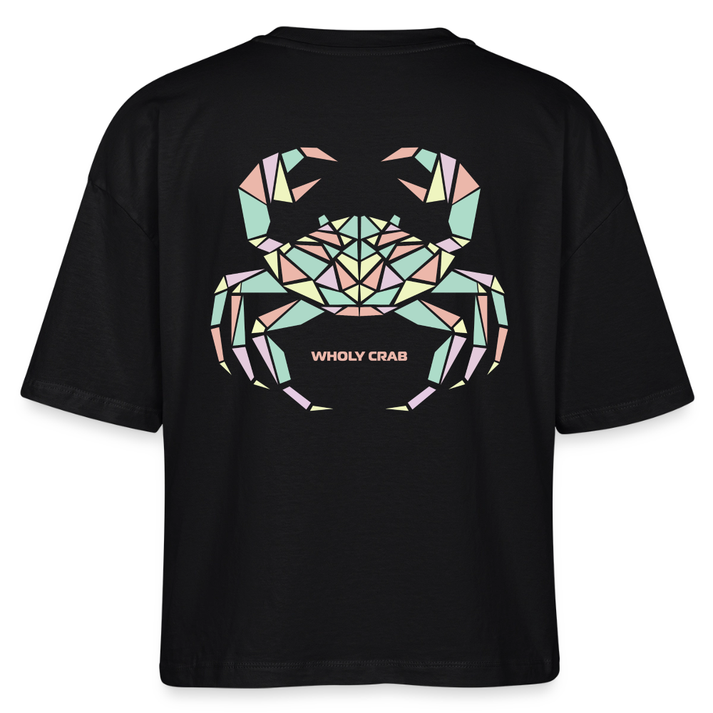 Origami Cancer Zodiac T-Shirt | Wholy Crab Backprint Tee | Astrology Gift for Her | Maritime Aesthetic Clothing | Cute Cancer Sign Shirt, Stanley/Stella Frauen Boxy Bio-T-Shirt Nova - black