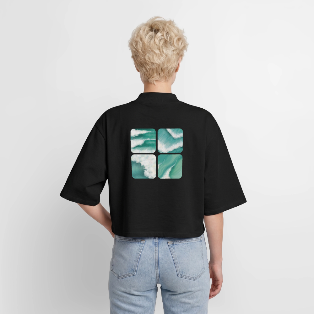 Brainwaves Ocean Wave Fine Art shirt, Coastal Square Apparel Art, Surfer Clothing, Beach House Print, Ocean Art, Gift for Surfer, Boxy Frauen Recyceltes 1/2 Sleeved T-Shirt by Stanley/Stella - black