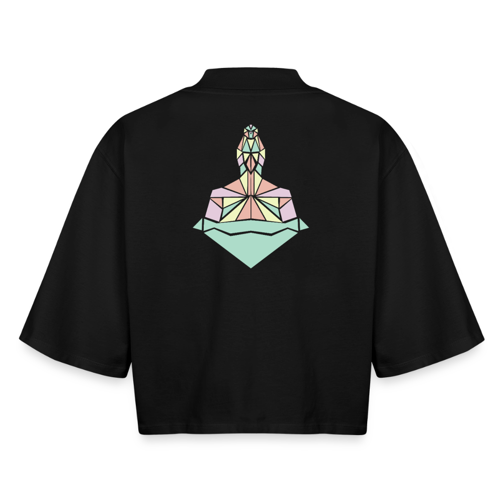 Origami Lion Zodiac T-Shirt | Lion Backprint Tee | Astrology Gift for Her | Maritime Aesthetic Clothing | Cute Cancer Sign Shirt, Boxy Frauen Recyceltes 1/2 Sleeved T-Shirt by Stanley/Stella - black