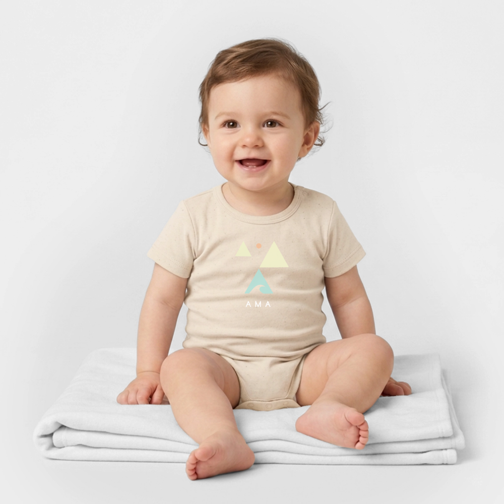 Organic Kurzarm-Babybody von Stanley/Stella - soft Ecru