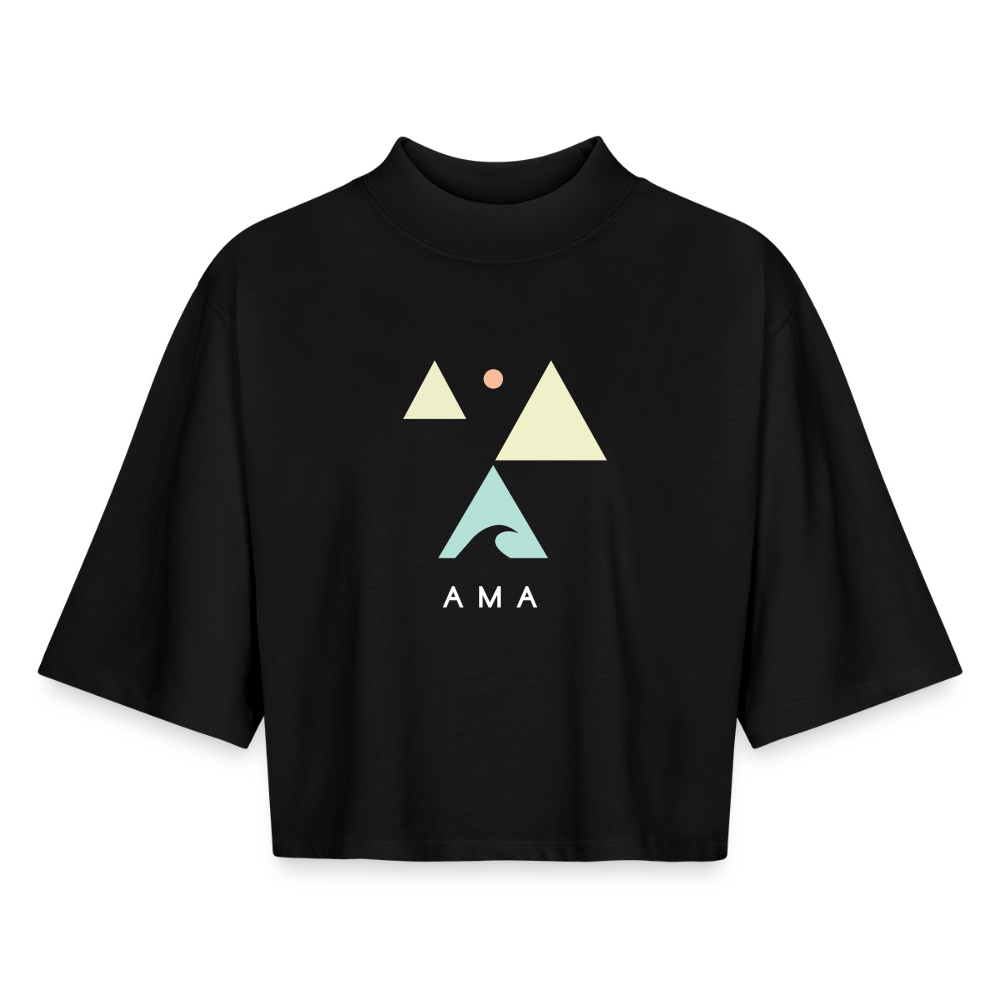 Brainwaves Ocean Wave Fine Art shirt, Coastal Square Apparel Art, Surfer Clothing, Beach House Print, Ocean Art, Gift for Surfer, Boxy Frauen Recyceltes 1/2 Sleeved T-Shirt by Stanley/Stella - black