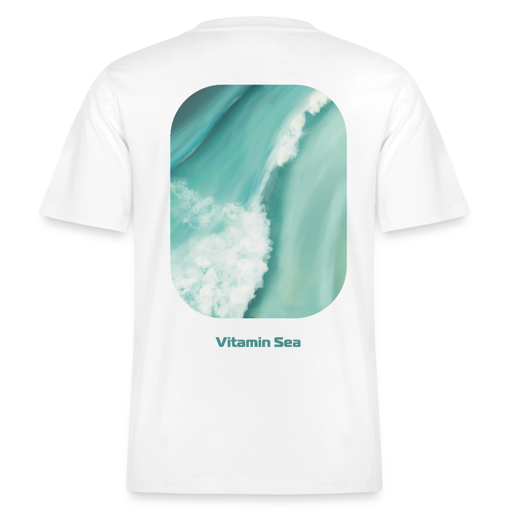 Vitamin Sea Esperance Australia Wave Print, RELAXED FIT Unisex Organic T-Shirt - white