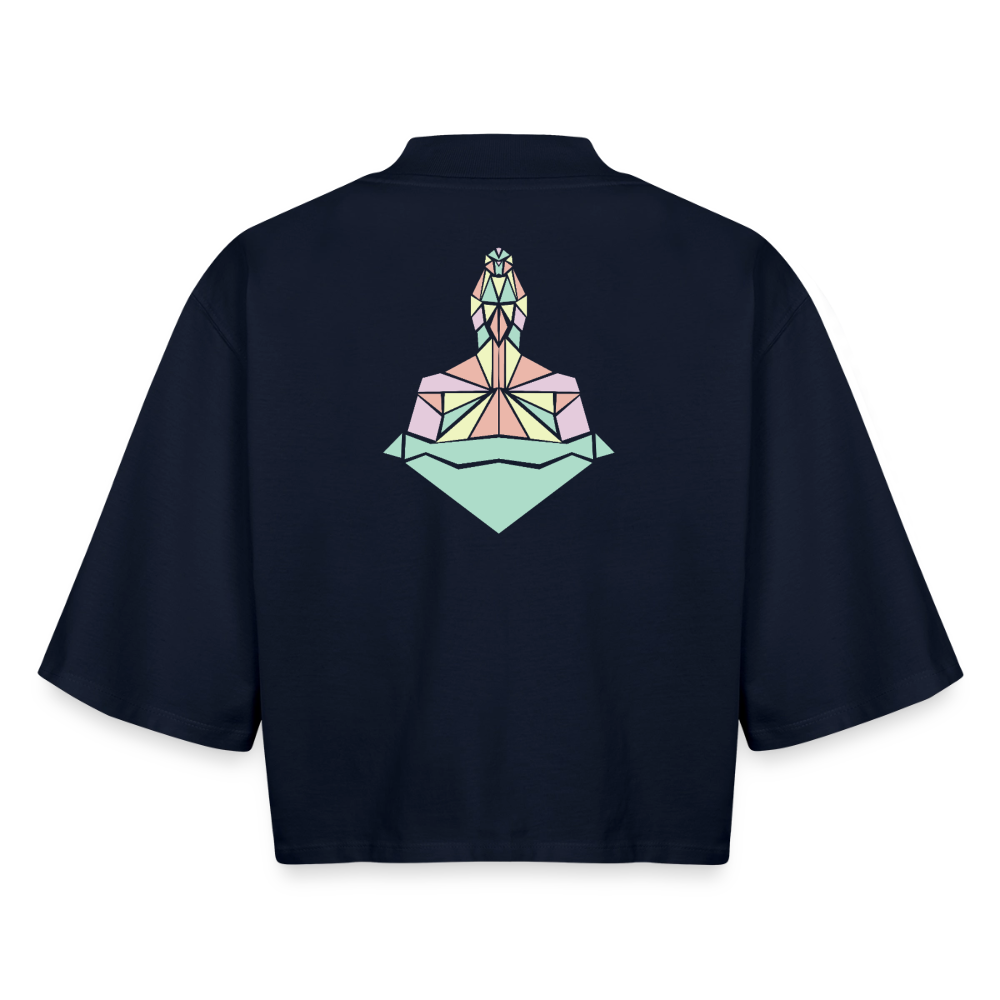 Origami Lion Zodiac T-Shirt | Lion Backprint Tee | Astrology Gift for Her | Maritime Aesthetic Clothing | Cute Cancer Sign Shirt, Boxy Frauen Recyceltes 1/2 Sleeved T-Shirt by Stanley/Stella - navy