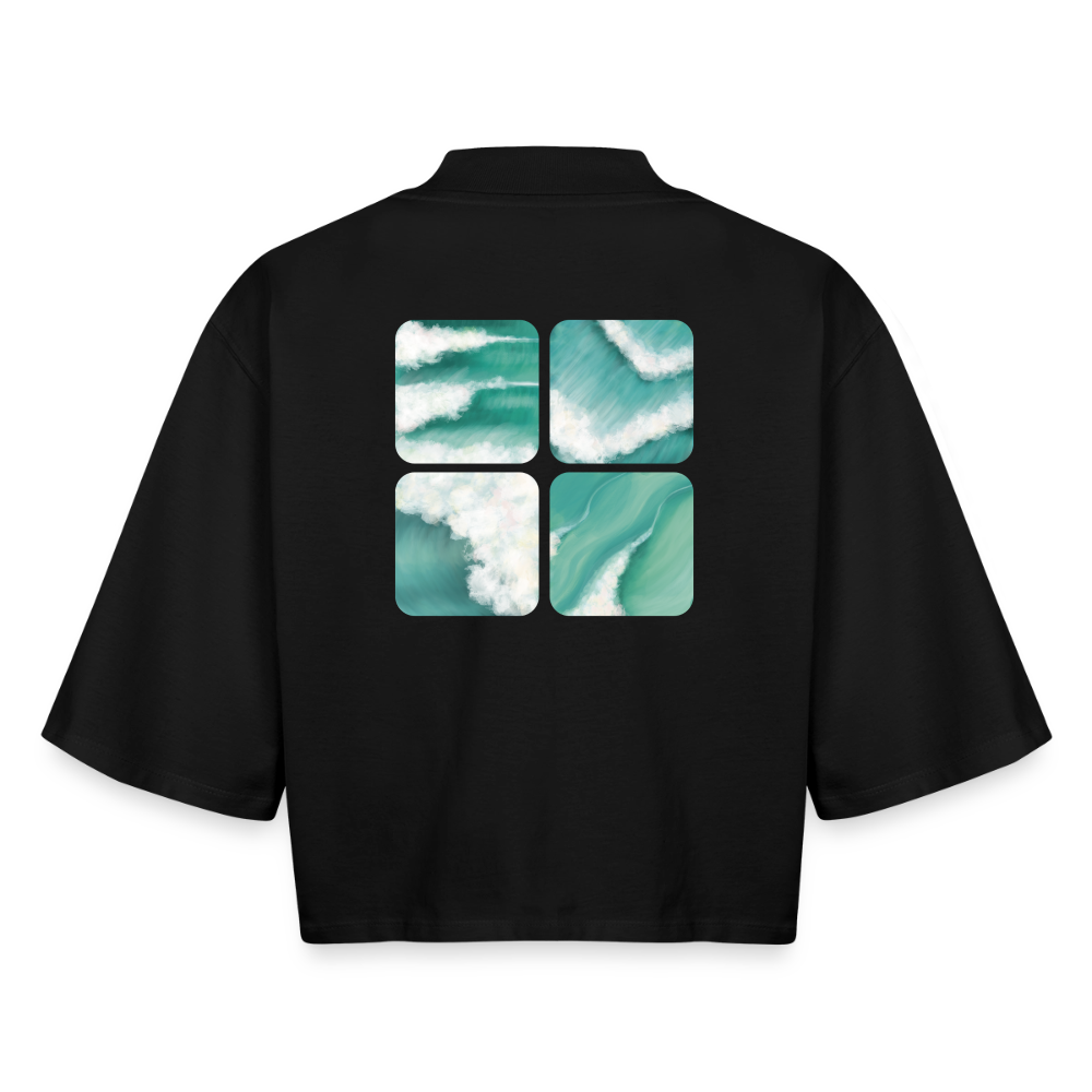 Brainwaves Ocean Wave Fine Art shirt, Coastal Square Apparel Art, Surfer Clothing, Beach House Print, Ocean Art, Gift for Surfer, Boxy Frauen Recyceltes 1/2 Sleeved T-Shirt by Stanley/Stella - black