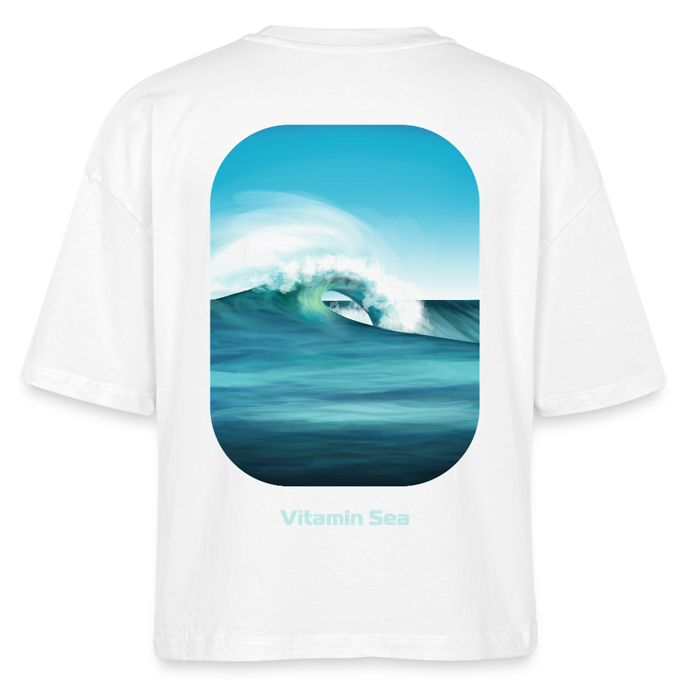Oceans Eye Wave Fine Art Print | Surfing Apparel | Diesel Blue Ocean Barrel shirt | Coastal Wearable Art | Gift for Ocean Lovers & Surfers, Stanley/Stella Frauen Boxy Bio-T-Shirt Nova - white