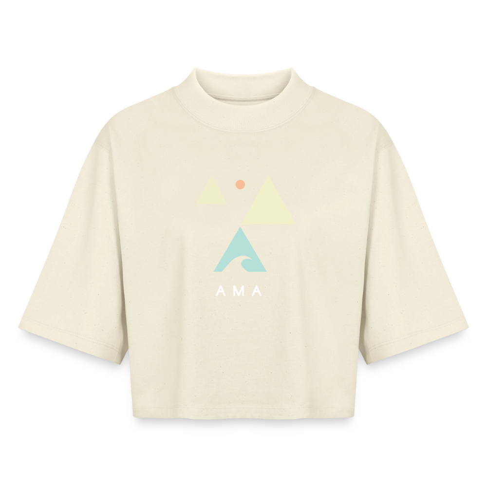 Brainwaves Ocean Wave Fine Art shirt, Coastal Square Apparel Art, Surfer Clothing, Beach House Print, Ocean Art, Gift for Surfer, Boxy Frauen Recyceltes 1/2 Sleeved T-Shirt by Stanley/Stella - soft Ecru