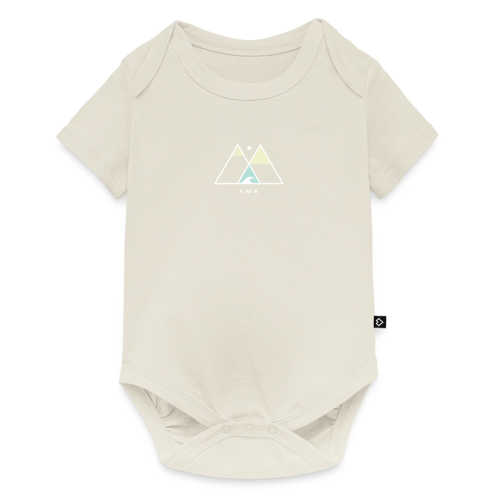Ohana Surf Art Body, Coastal Fine Art Apparel, Hawaiian Surf Art, Ocean Art, Gift for Surfer Baby Bio-Kurzarm-Body - off white