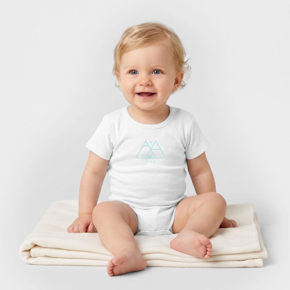 Mother Whale - Baby Organic Bodysuit - white