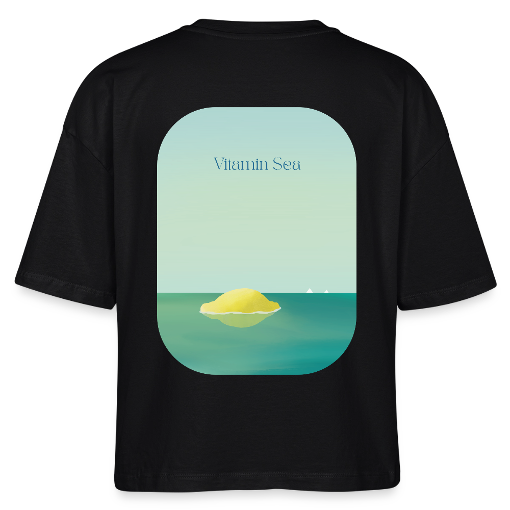 Vitamin Sea Lemon Art Shirt, Mediterranean Dolce Vita Apparel, Coastal Lemon Kitchen Art, Funny Pun Food Shirt, Summer Vacation Gift - Stanley/Stella Frauen Boxy Bio-T-Shirt Nova - black