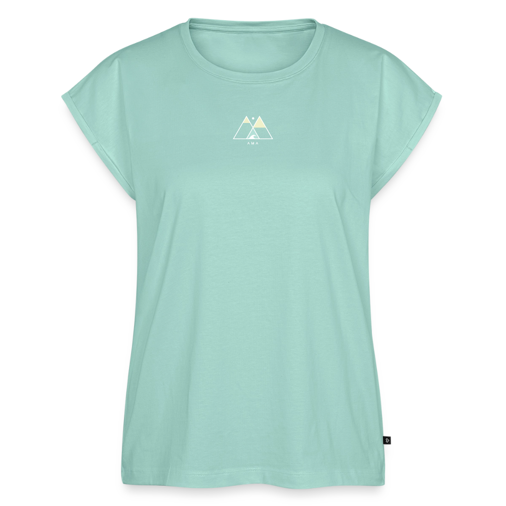 Esperance Australia Wave Print, Drone Ocean View, Turquoise Teal Surf Art, Coastal Wall Decor, Fine Art Beach Poster, Gift for Surfer, Frauen T-Shirt mit gerollten Ärmeln - mint 
