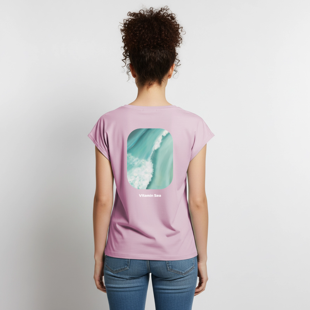 Esperance Australia Wave Print, Drone Ocean View, Turquoise Teal Surf Art, Coastal Wall Decor, Fine Art Beach Poster, Gift for Surfer, Frauen T-Shirt mit gerollten Ärmeln - dusky pink