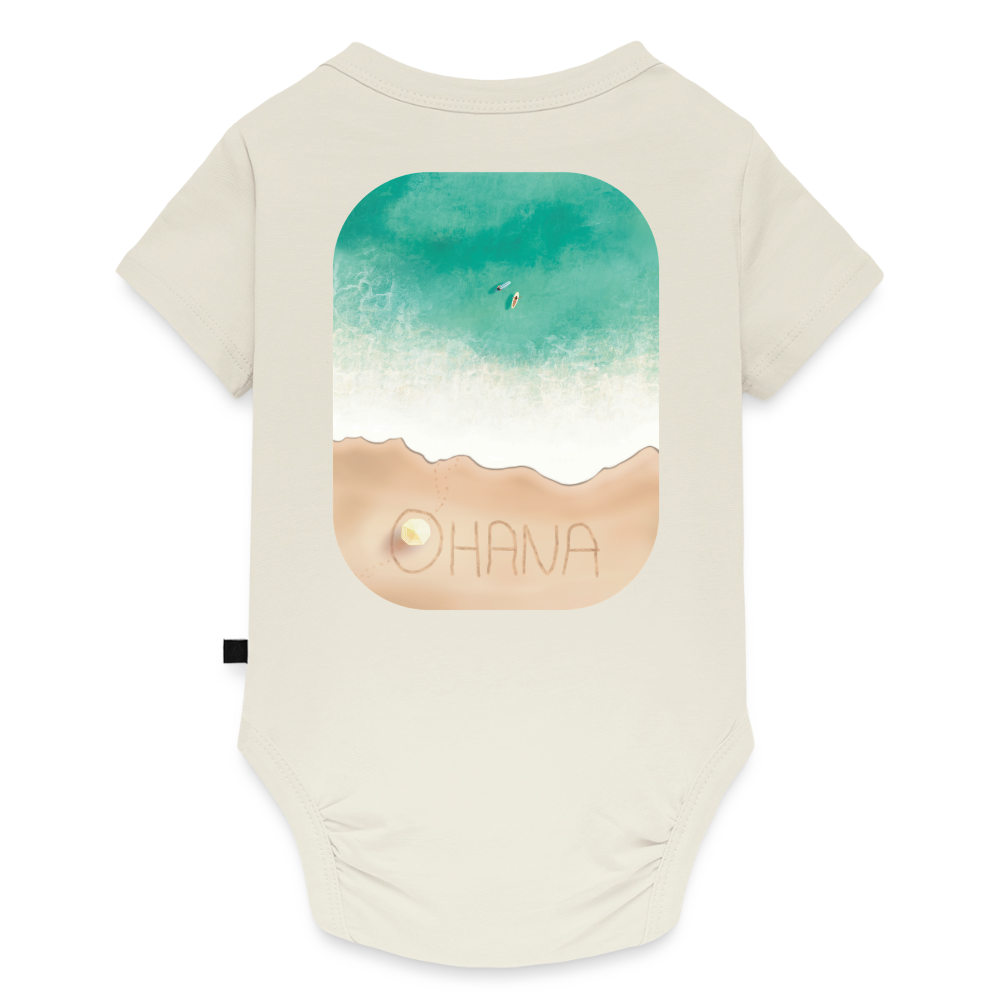 Ohana Surf Art Body, Coastal Fine Art Apparel, Hawaiian Surf Art, Ocean Art, Gift for Surfer Baby Bio-Kurzarm-Body - off white