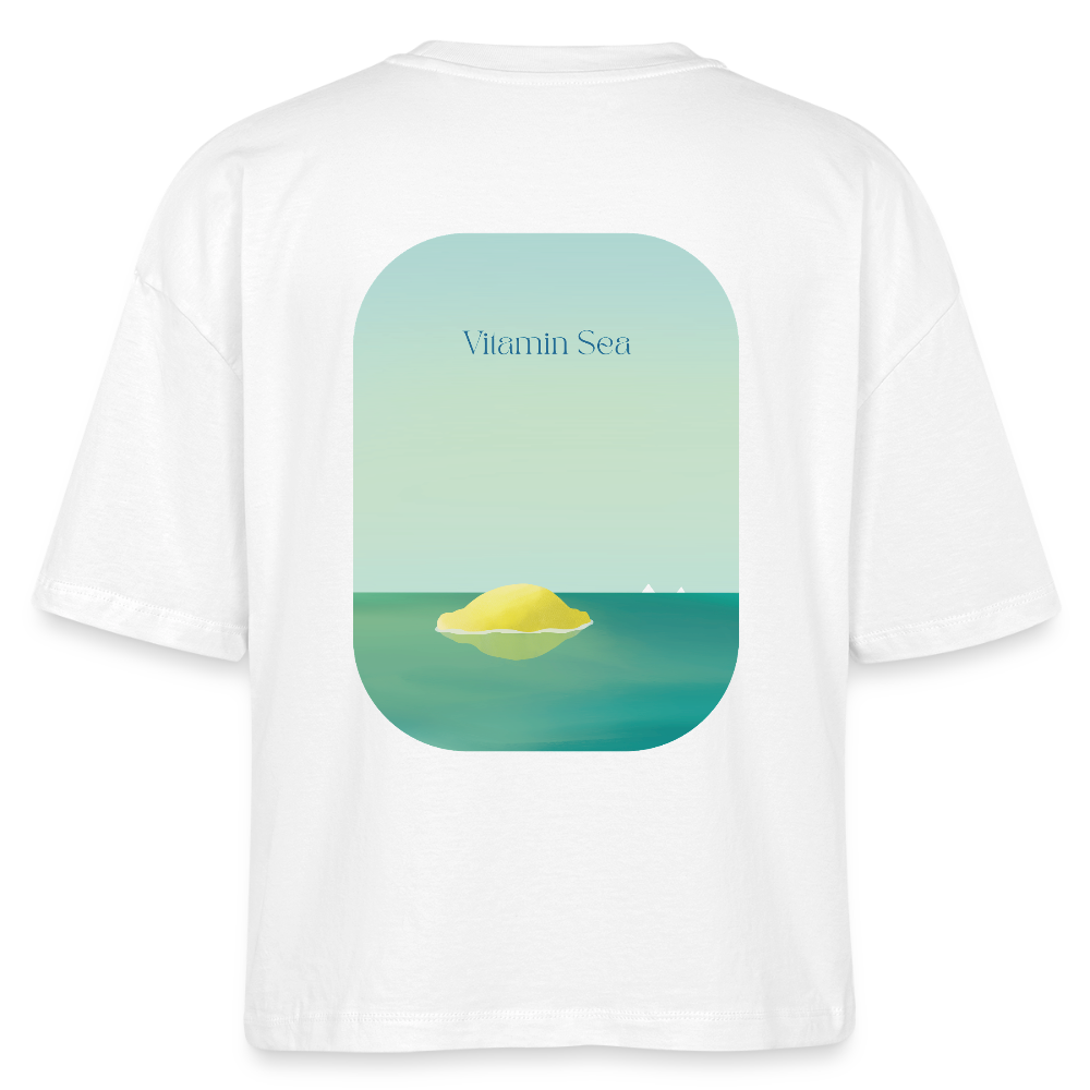 Vitamin Sea Lemon Art Shirt, Mediterranean Dolce Vita Apparel, Coastal Lemon Kitchen Art, Funny Pun Food Shirt, Summer Vacation Gift, Frauen T-Shirt mit gerollten Ärmeln - white