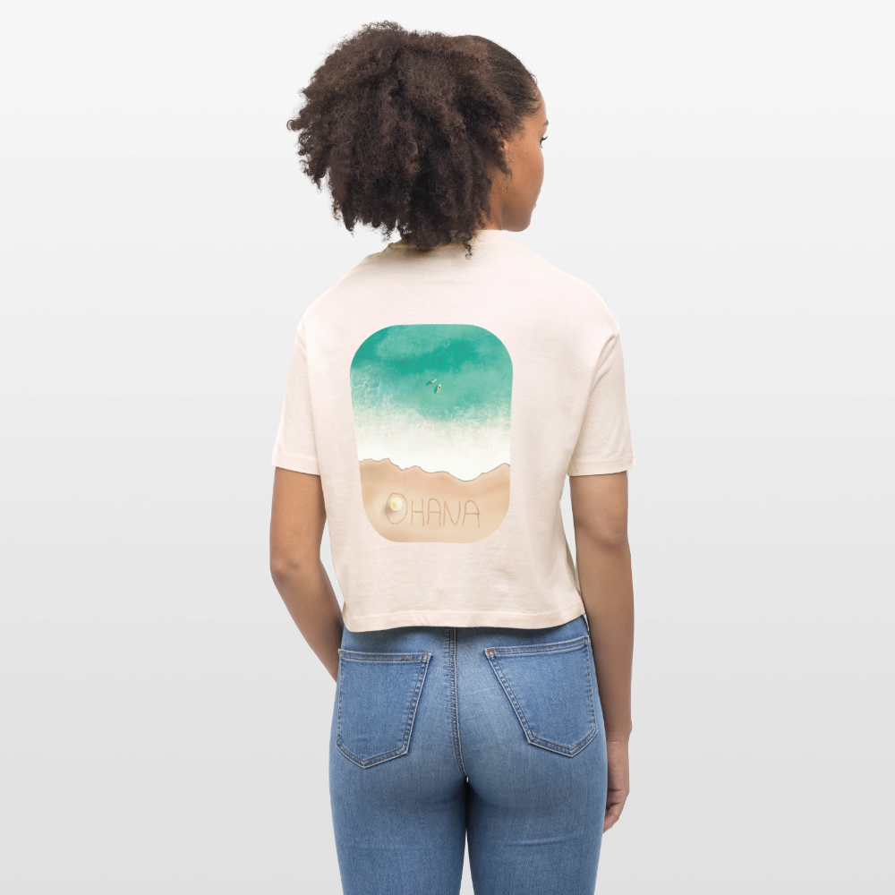 Ohana Surf Art Shirt, Coastal Fine Art Apparel, Hawaiian Surf Art, Ocean Art, Gift for Surfer, Stanley/Stella Frauen Boxy Bio-T-Shirt Nova - soft Ecru