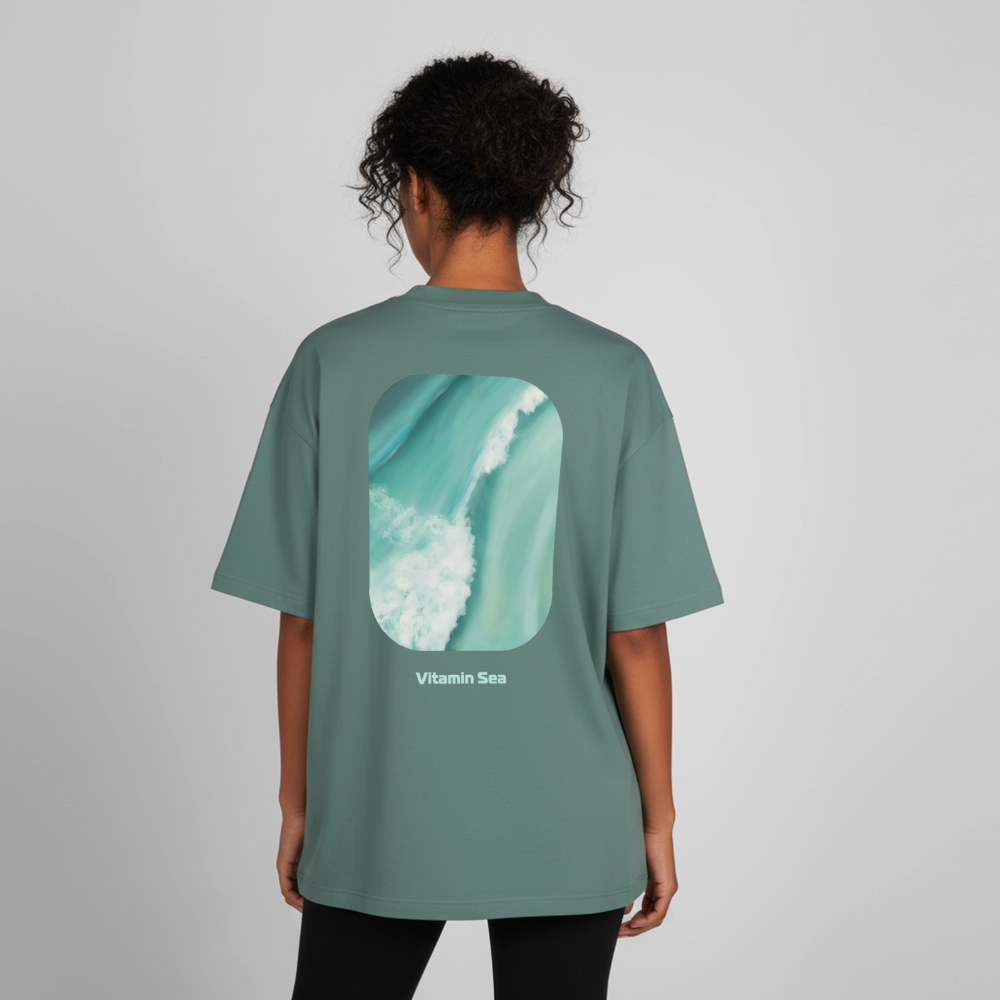 Esperance Australia Wave dark Shirt, Drone Ocean View, Turquoise Teal Surf Art, Coastal Wall Decor, Fine Art Beach Shirt, Gift for Surfer - Boxy Heavyweight Unisex Organic T-Shirt von Stanley/Stella - green bay