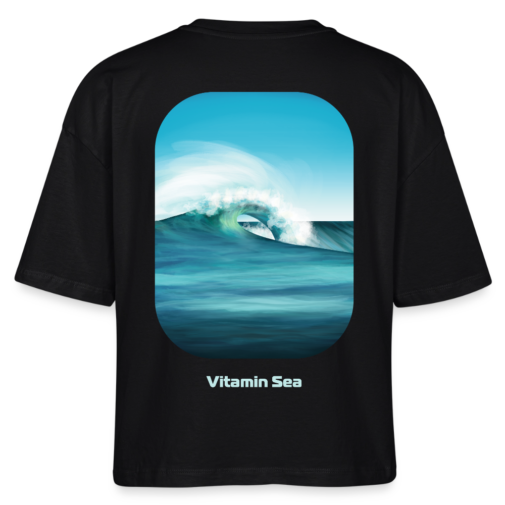 Oceans Eye Wave Fine Art Print | Surfing Apparel | Diesel Blue Ocean Barrel shirt | Coastal Wearable Art | Gift for Ocean Lovers & Surfers, Stanley/Stella Frauen Boxy Bio-T-Shirt Nova - black