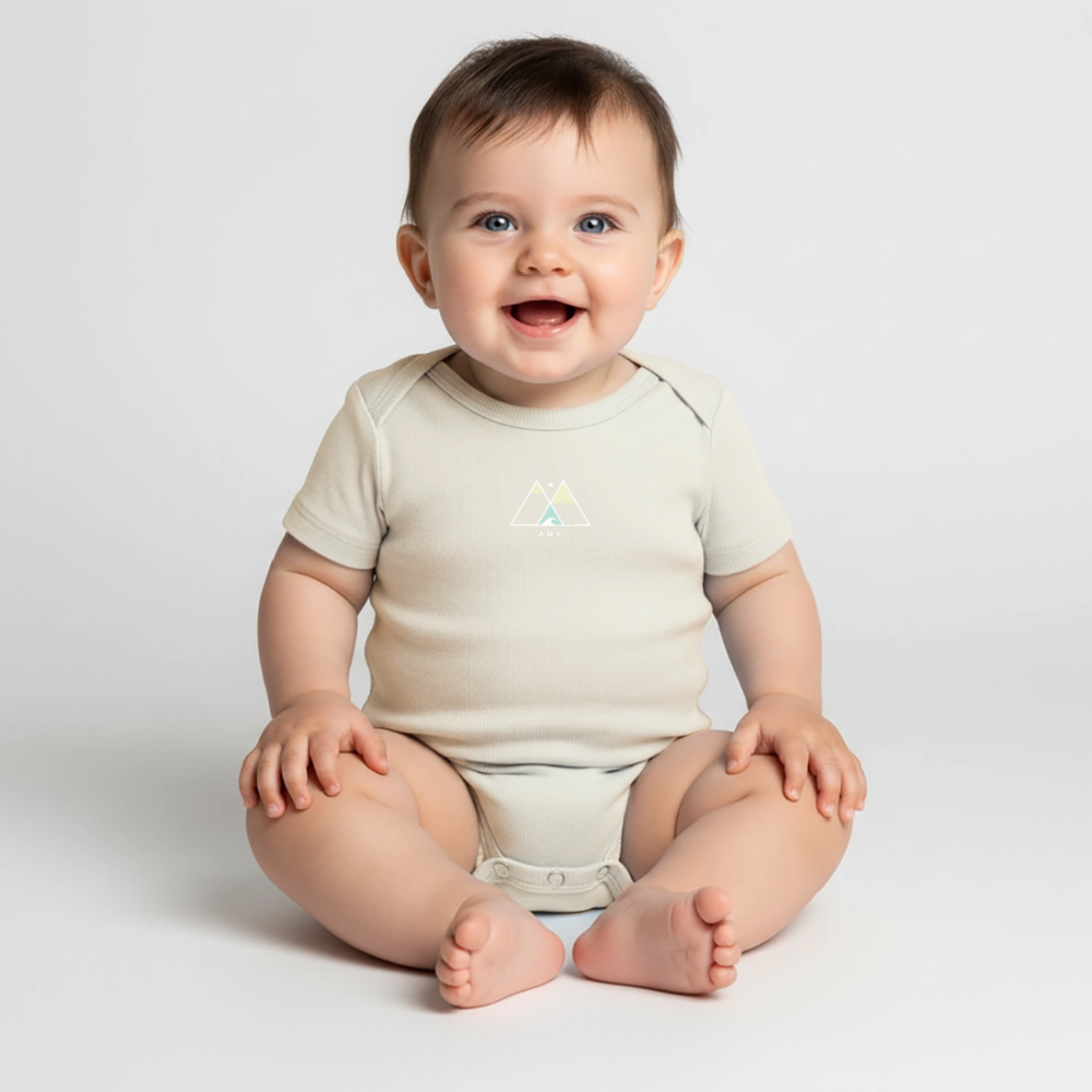 Ohana Surf Art Body, Coastal Fine Art Apparel, Hawaiian Surf Art, Ocean Art, Gift for Surfer Baby Bio-Kurzarm-Body - off white