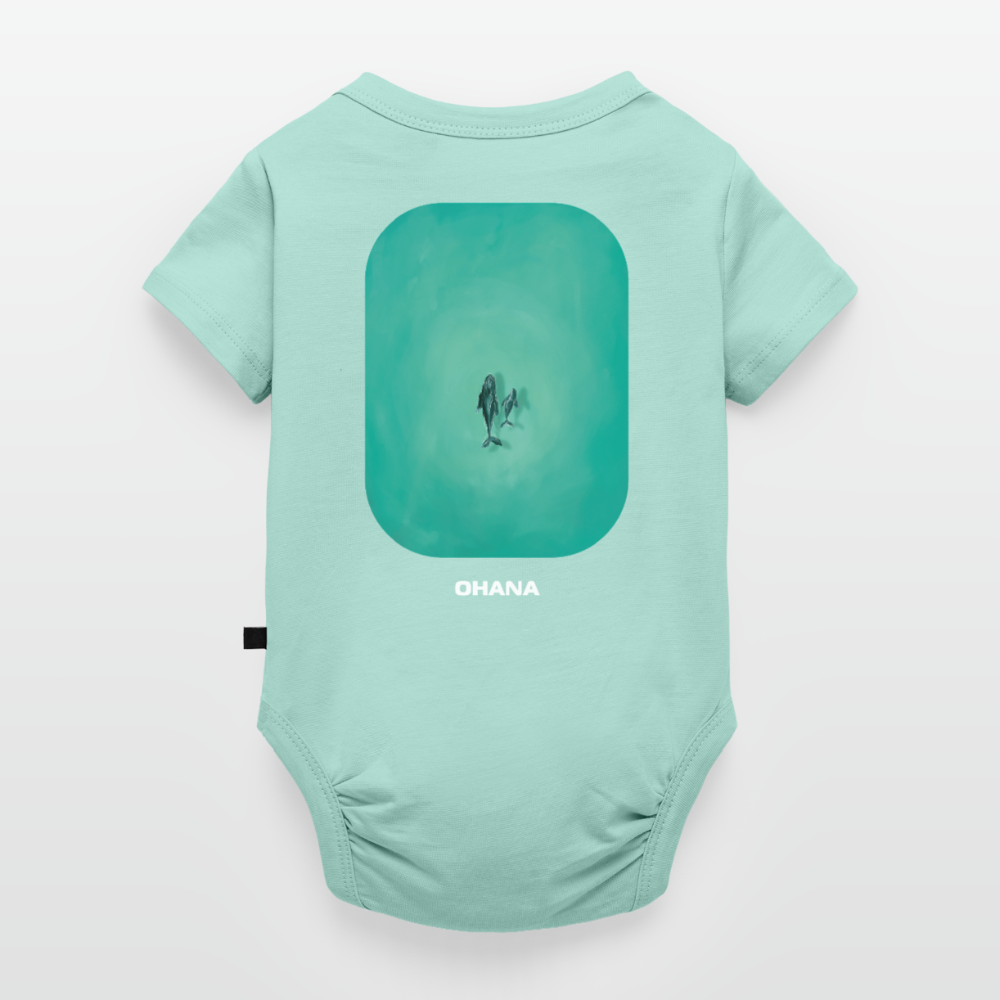 Mother Whale and Baby Art Shirt, Deep Blue Ocean shirt, Coastal Nursery Apparel, Marine Life Illustration, Gift for Ocean Lovers, Baby Bio-Kurzarm-Body - mint 
