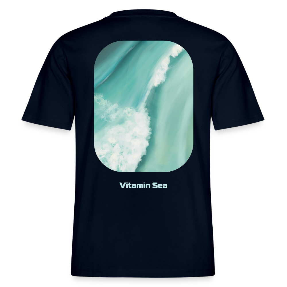 Esperance Australia Wave Print, Drone Ocean View, Turquoise Teal Surf Art, Coastal Wall Decor, Fine Art Beach Shirt, Gift for Surfer - RELAXED FIT Unisex Organic T-Shirt - french navy