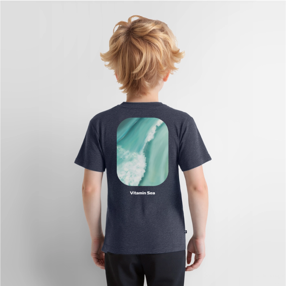 Esperance Australia Wave Print, Drone Ocean View, Turquoise Teal Surf Art, Coastal Apparel, Fine Art Beach Poster, Gift for Surfer - Kinder Premium T-Shirt - heather denim