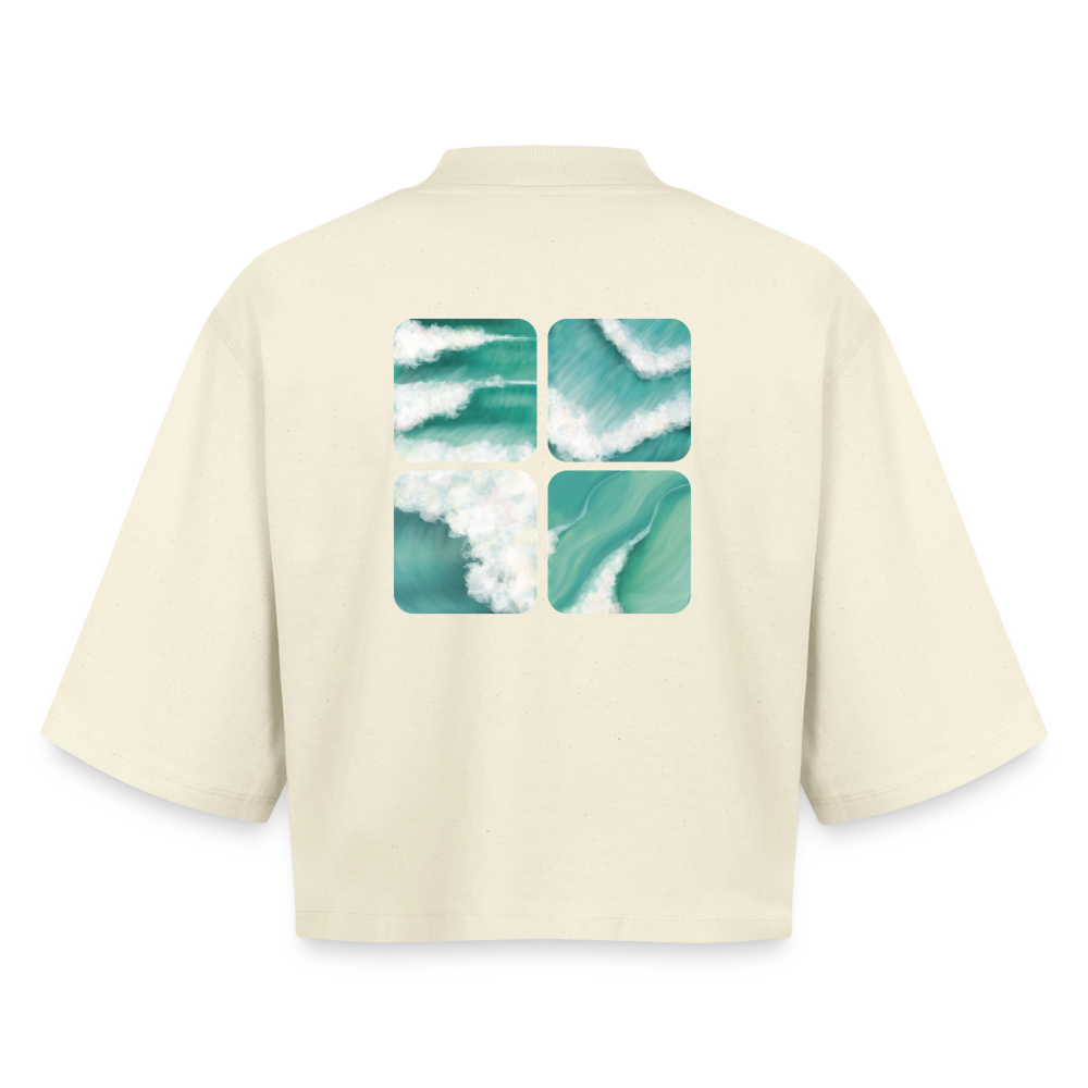 Brainwaves Ocean Wave Fine Art shirt, Coastal Square Apparel Art, Surfer Clothing, Beach House Print, Ocean Art, Gift for Surfer, Boxy Frauen Recyceltes 1/2 Sleeved T-Shirt by Stanley/Stella - soft Ecru