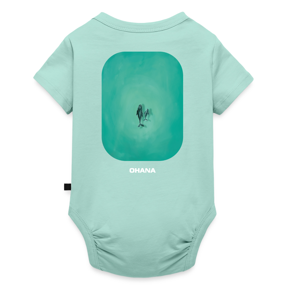 Mother Whale and Baby Art Shirt, Deep Blue Ocean shirt, Coastal Nursery Apparel, Marine Life Illustration, Gift for Ocean Lovers, Baby Bio-Kurzarm-Body - mint 
