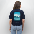 Oceans Eye Wave Fine Art Print | Surfing Apparel | Diesel Blue Ocean Barrel shirt | Coastal Wearable Art | Gift for Ocean Lovers & Surfers, Stanley/Stella Frauen Boxy Bio-T-Shirt Nova - navy