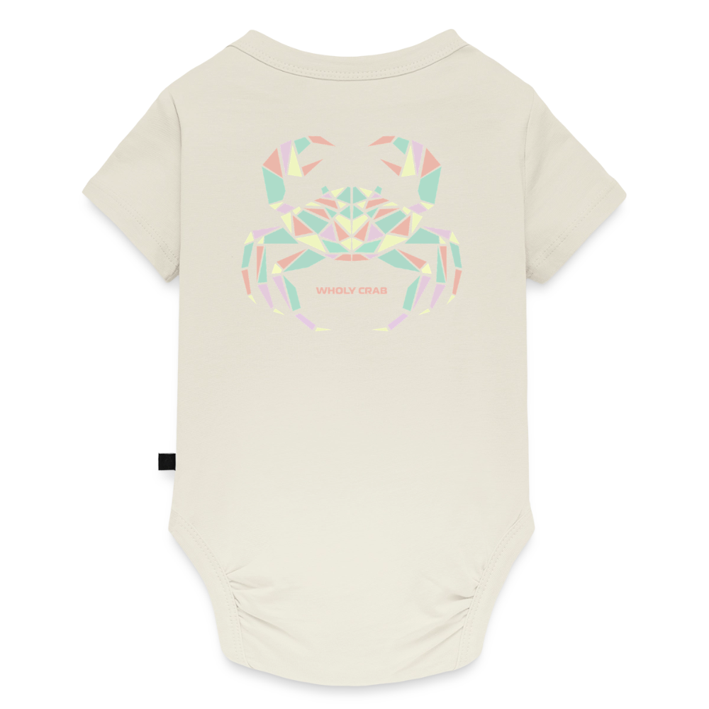 Origami Cancer Zodiac T-Shirt | Wholy Crab Backprint Tee | Astrology Gift for Bany | Maritime Aesthetic Clothing | Cute Cancer Sign Shirt Baby Bio-Kurzarm-Body - off white