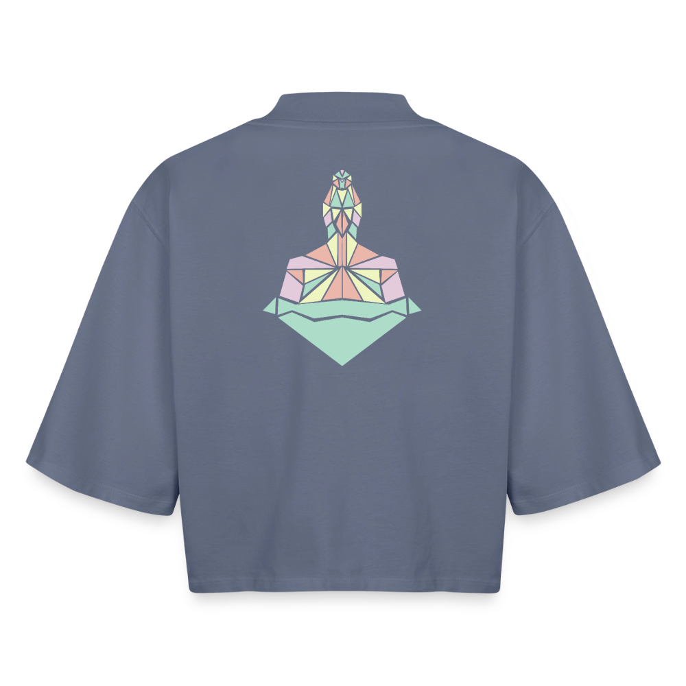 Origami Lion Zodiac T-Shirt | Lion Backprint Tee | Astrology Gift for Her | Maritime Aesthetic Clothing | Cute Cancer Sign Shirt, Boxy Frauen Recyceltes 1/2 Sleeved T-Shirt by Stanley/Stella - blue grey 