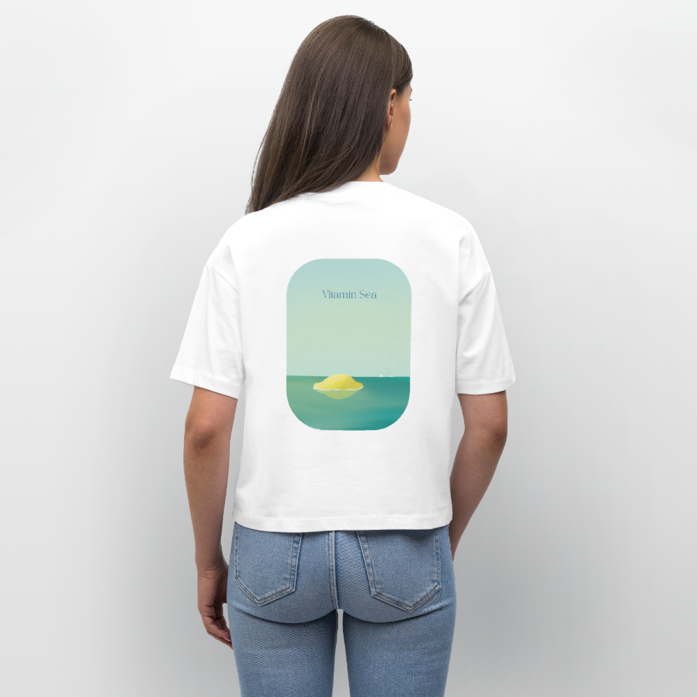 Vitamin Sea Lemon Art Shirt, Mediterranean Dolce Vita Apparel, Coastal Lemon Kitchen Art, Funny Pun Food Shirt, Summer Vacation Gift, Frauen T-Shirt mit gerollten Ärmeln - white