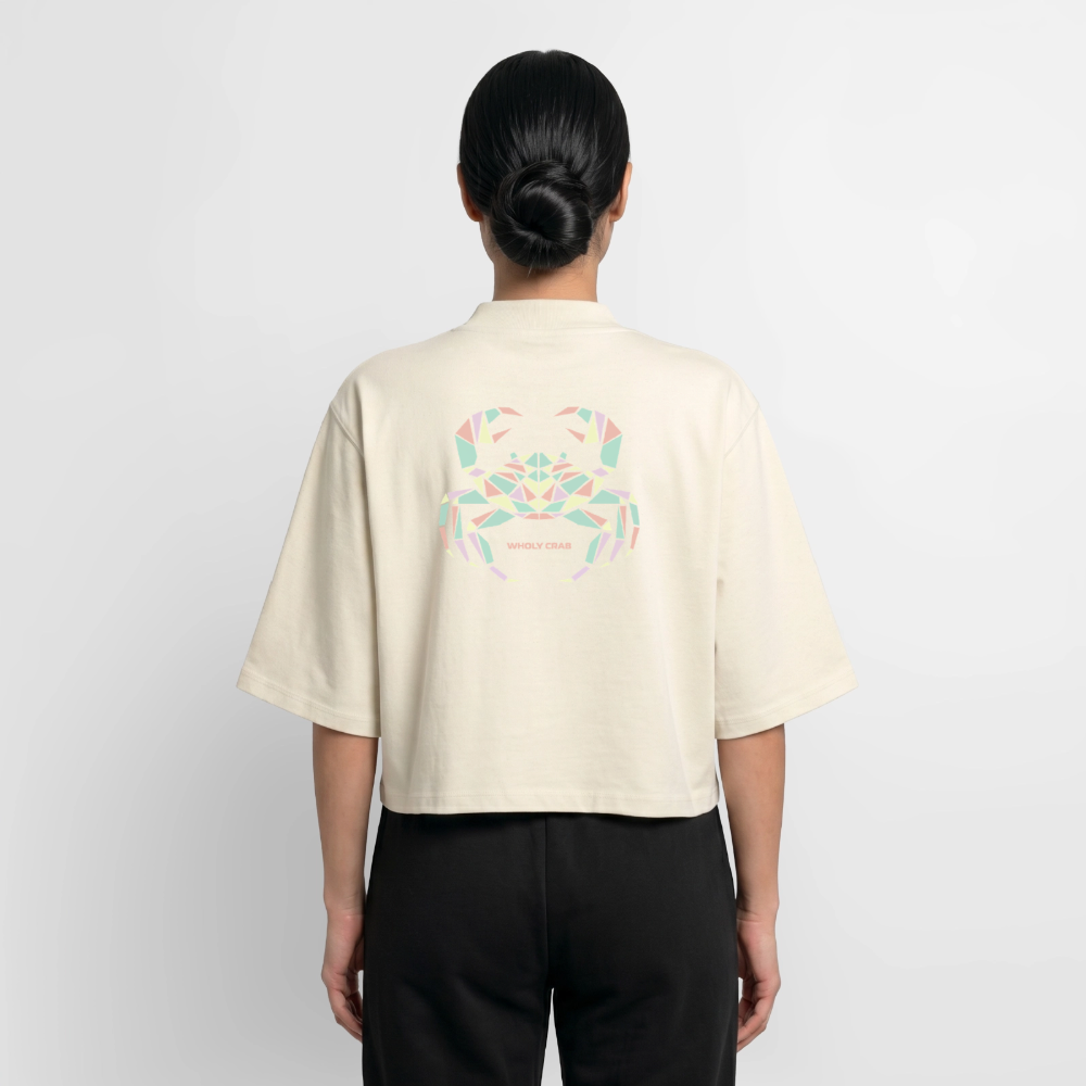 Origami Cancer Zodiac T-Shirt | Wholy Crab Backprint Tee | Astrology Gift for Her | Maritime Aesthetic Clothing | Cute Cancer Sign Shirt, Boxy Frauen Recyceltes 1/2 Sleeved T-Shirt by Stanley/Stella - soft Ecru