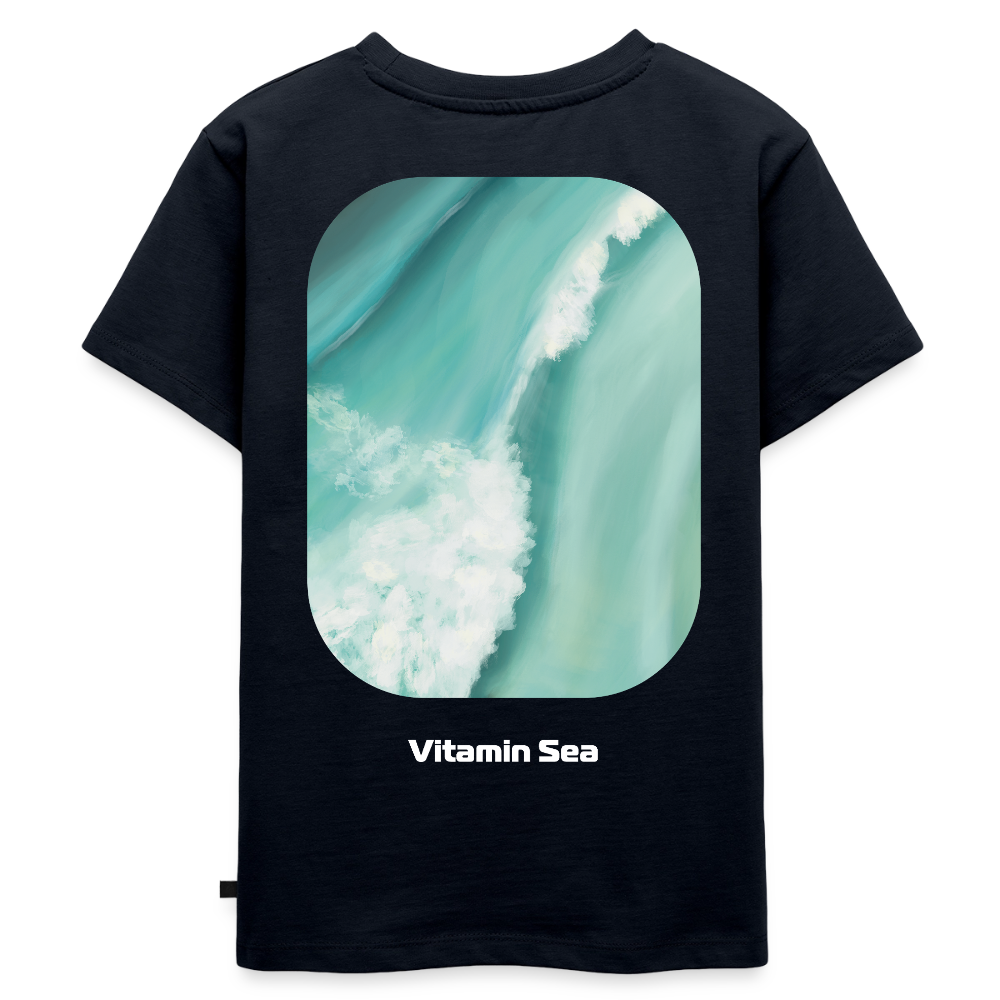 Esperance Australia Wave Print, Drone Ocean View, Turquoise Teal Surf Art, Coastal Apparel, Fine Art Beach Poster, Gift for Surfer - Kinder Premium T-Shirt - navy