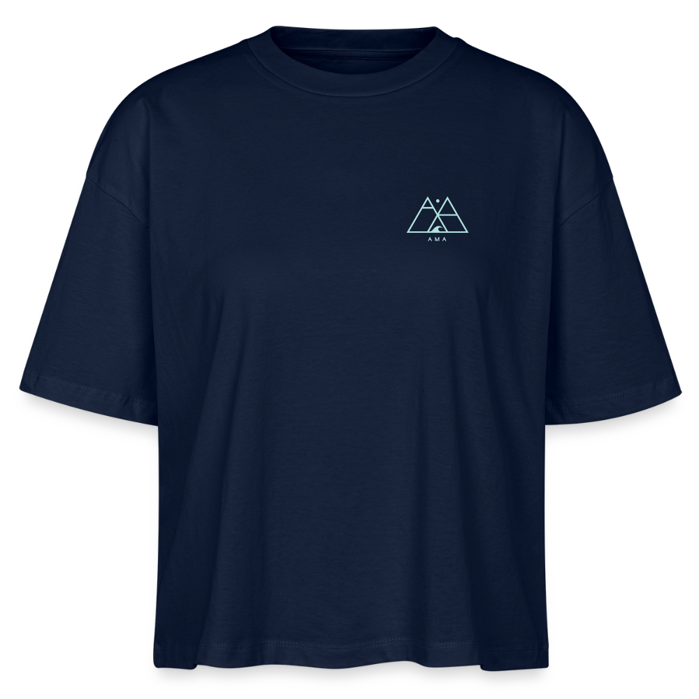 Oceans Eye Wave Fine Art Print | Surfing Apparel | Diesel Blue Ocean Barrel shirt | Coastal Wearable Art | Gift for Ocean Lovers & Surfers, Stanley/Stella Frauen Boxy Bio-T-Shirt Nova - navy