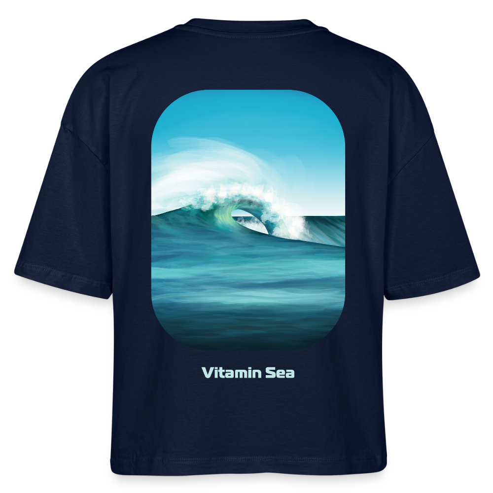 Oceans Eye Wave Fine Art Print | Surfing Apparel | Diesel Blue Ocean Barrel shirt | Coastal Wearable Art | Gift for Ocean Lovers & Surfers, Stanley/Stella Frauen Boxy Bio-T-Shirt Nova - navy