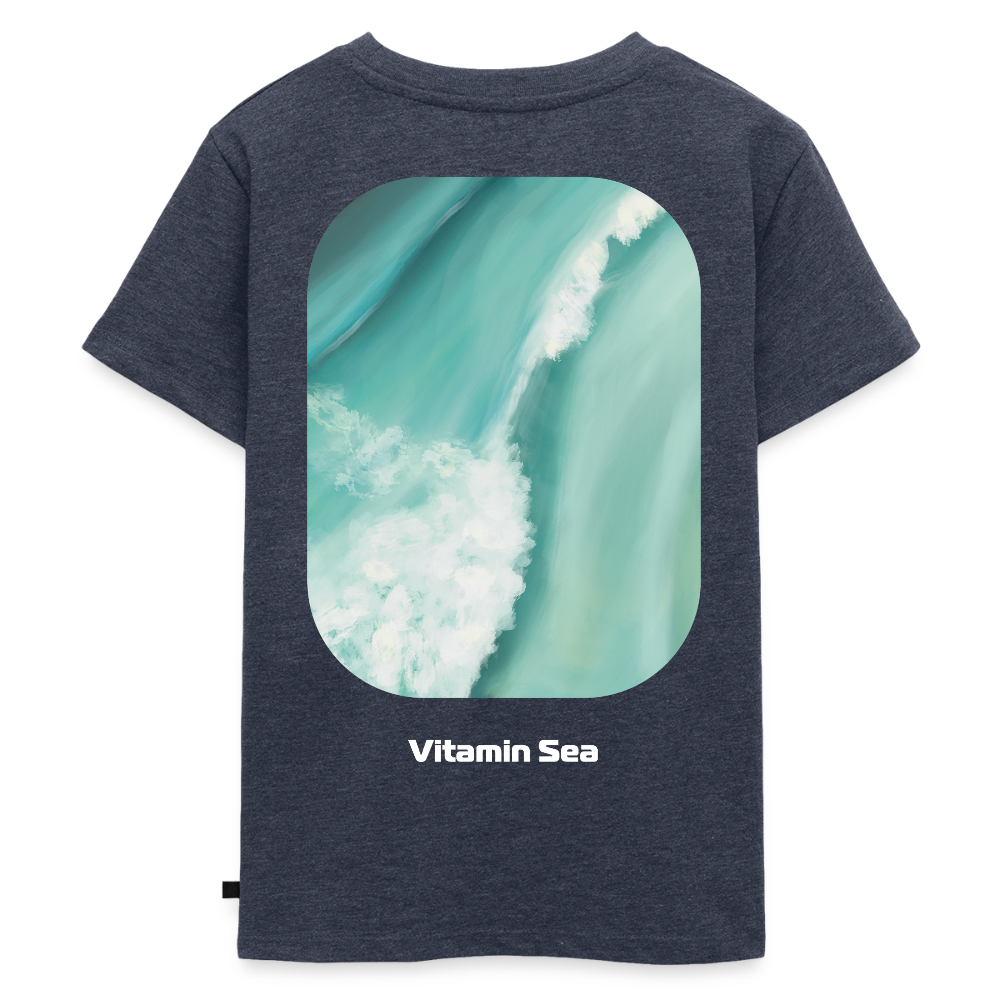 Esperance Australia Wave Print, Drone Ocean View, Turquoise Teal Surf Art, Coastal Apparel, Fine Art Beach Poster, Gift for Surfer - Kinder Premium T-Shirt - heather denim