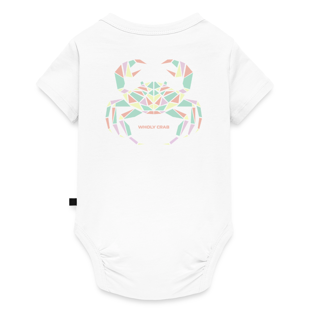 Origami Cancer Zodiac T-Shirt | Wholy Crab Backprint Tee | Astrology Gift for Bany | Maritime Aesthetic Clothing | Cute Cancer Sign Shirt Baby Bio-Kurzarm-Body - white