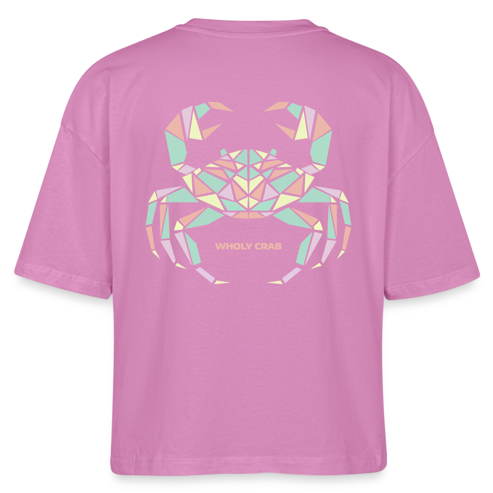 Origami Cancer Zodiac T-Shirt | Wholy Crab Backprint Tee | Astrology Gift for Her | Maritime Aesthetic Clothing | Cute Cancer Sign Shirt, Stanley/Stella Frauen Boxy Bio-T-Shirt Nova - pink