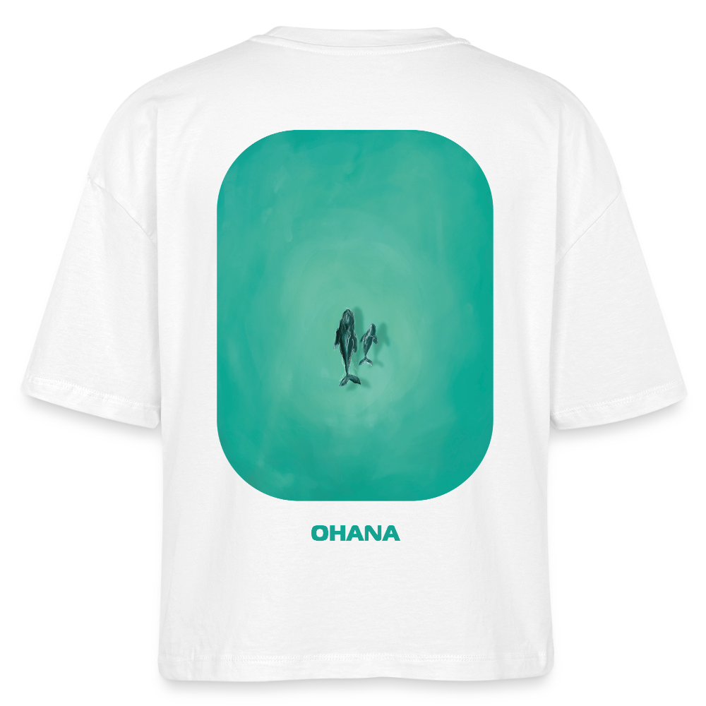 Mother Whale and Baby Art Shirt, Deep Blue Ocean shirt, Coastal Nursery Apparel, Marine Life Illustration, Gift for Ocean Lovers, Stanley/Stella Frauen Boxy Bio-T-Shirt Nova - white