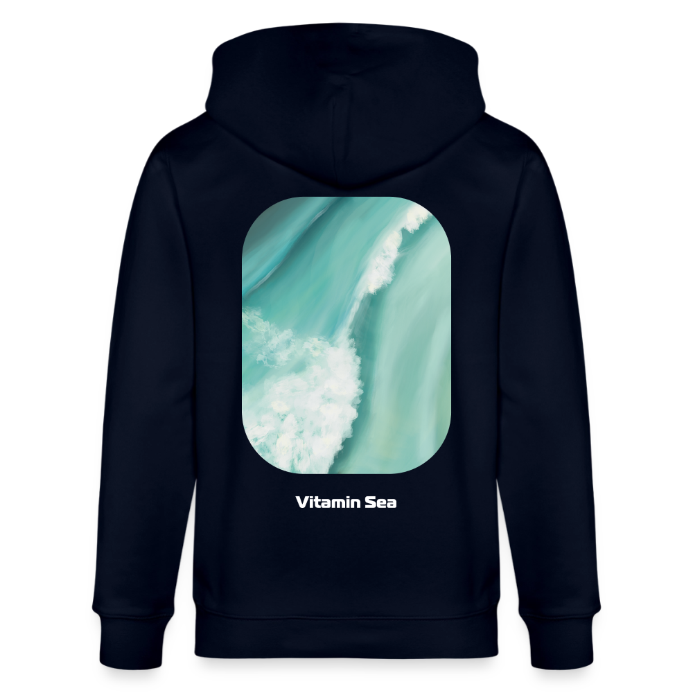 Esperance Australia Wave Print Zipper Hoodie, Drone Ocean View, Turquoise Teal Surf Art, Coastal Wall Decor - navy