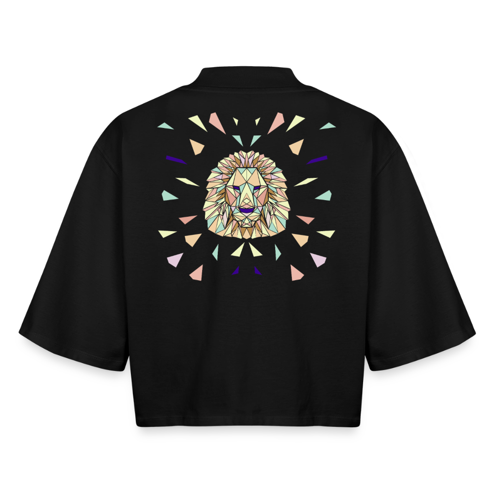 Origami Lion Zodiac T-Shirt | Lion Backprint Tee | Astrology Gift for Her | Maritime Aesthetic Clothing | Cute Cancer Sign Shirt, Boxy Frauen Recyceltes 1/2 Sleeved T-Shirt by Stanley/Stella - black