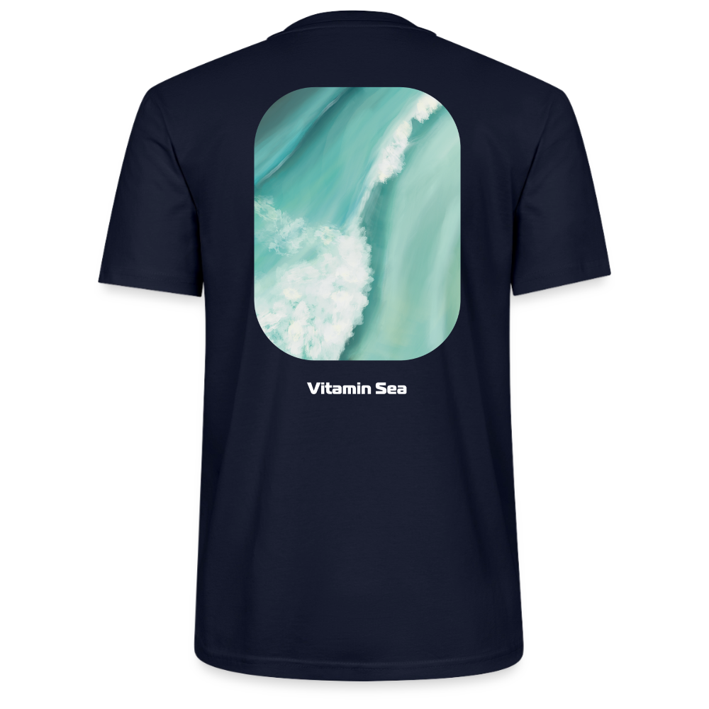 Esperance Australia Wave Print Dark Shirt, Drone Ocean View, Turquoise Teal Surf Art, Coastal Wall Decor, Fine Art Beach Shirt, Gift for Surfer  - Stanley/Stella Unisex T-Shirt CRAFTER - navy