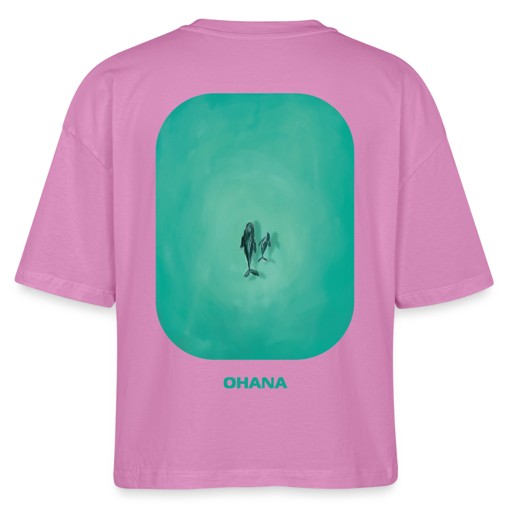Mother Whale and Baby Art Shirt, Deep Blue Ocean shirt, Coastal Nursery Apparel, Marine Life Illustration, Gift for Ocean Lovers, Stanley/Stella Frauen Boxy Bio-T-Shirt Nova - pink
