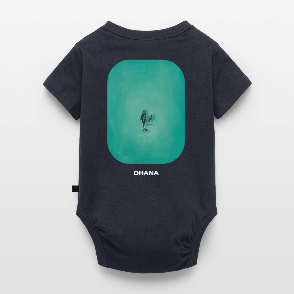 Mother Whale and Baby Art Shirt, Deep Blue Ocean shirt, Coastal Nursery Apparel, Marine Life Illustration, Gift for Ocean Lovers, Baby Bio-Kurzarm-Body - navy