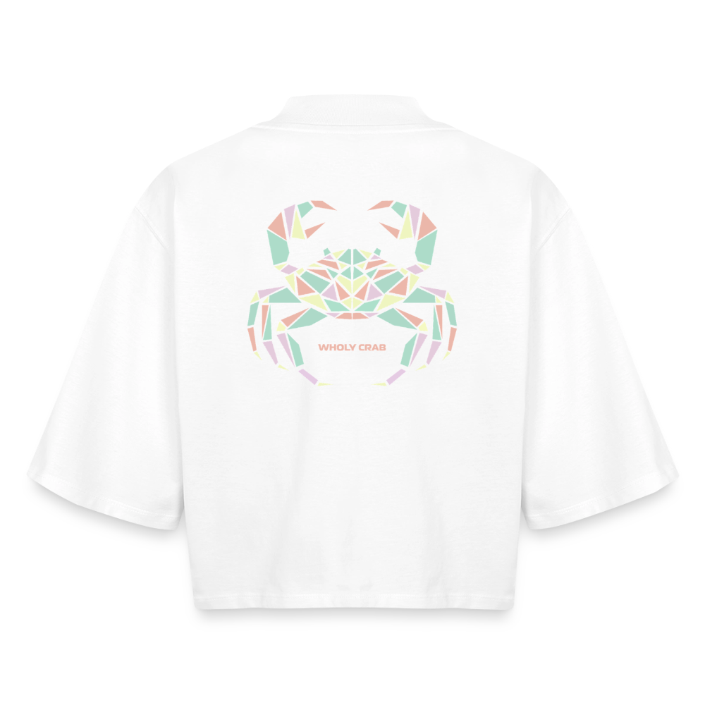 Origami Cancer Zodiac T-Shirt | Wholy Crab Backprint Tee | Astrology Gift for Her | Maritime Aesthetic Clothing | Cute Cancer Sign Shirt, Boxy Frauen Recyceltes 1/2 Sleeved T-Shirt by Stanley/Stella - white