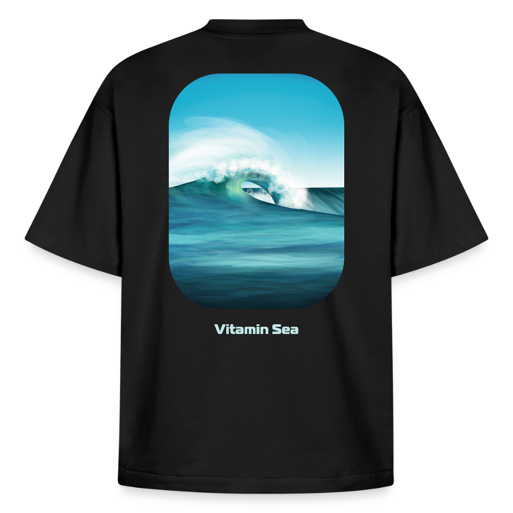 Oceans Eye Wave Fine Art Print | Surfing Apparel | Diesel Blue Ocean Barrel shirt | Coastal Wearable Art | Gift for Ocean Lovers & Surfers, Boxy Heavyweight Unisex Organic T-Shirt von Stanley/Stella - black