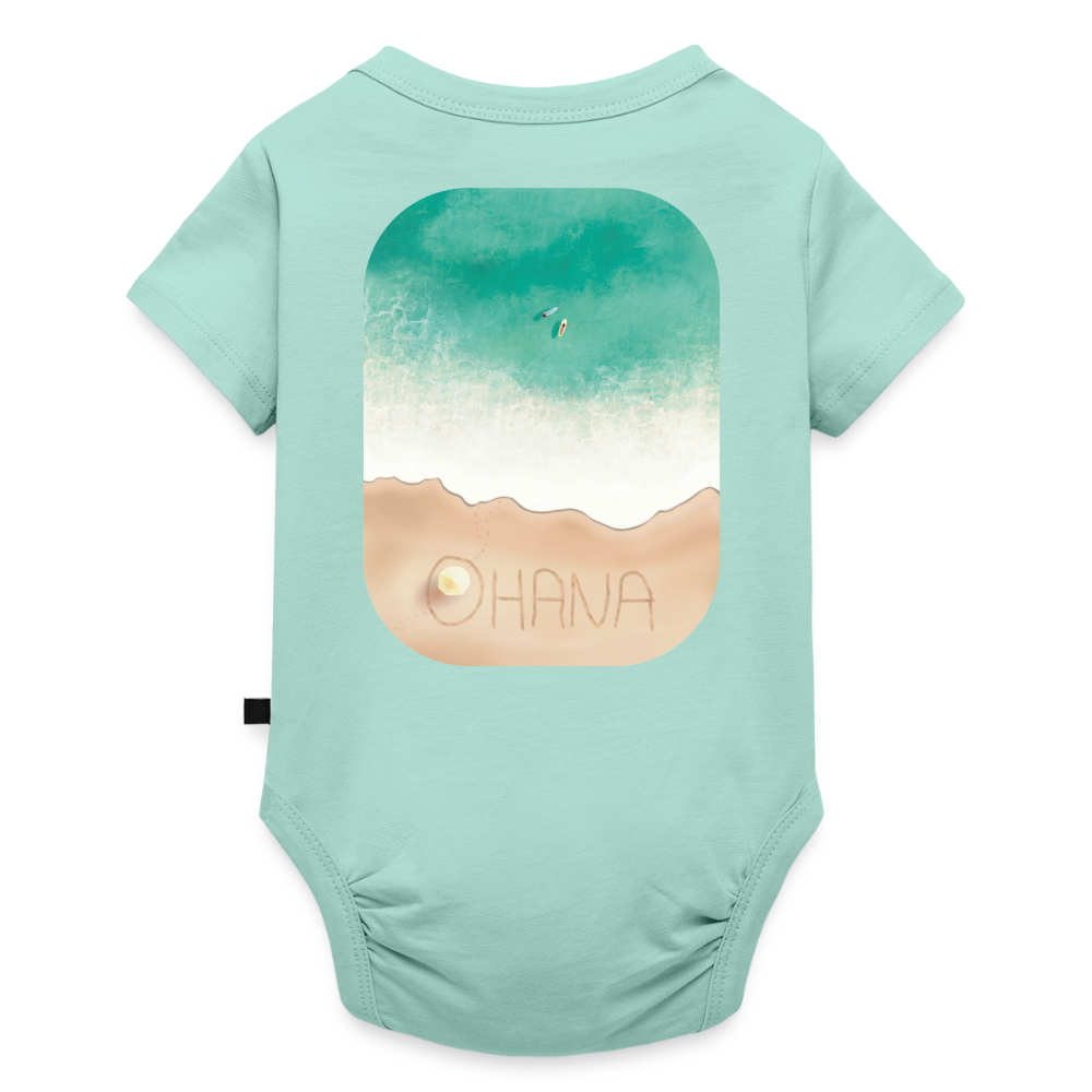 Ohana Surf Art Body, Coastal Fine Art Apparel, Hawaiian Surf Art, Ocean Art, Gift for Surfer Baby Bio-Kurzarm-Body - mint 