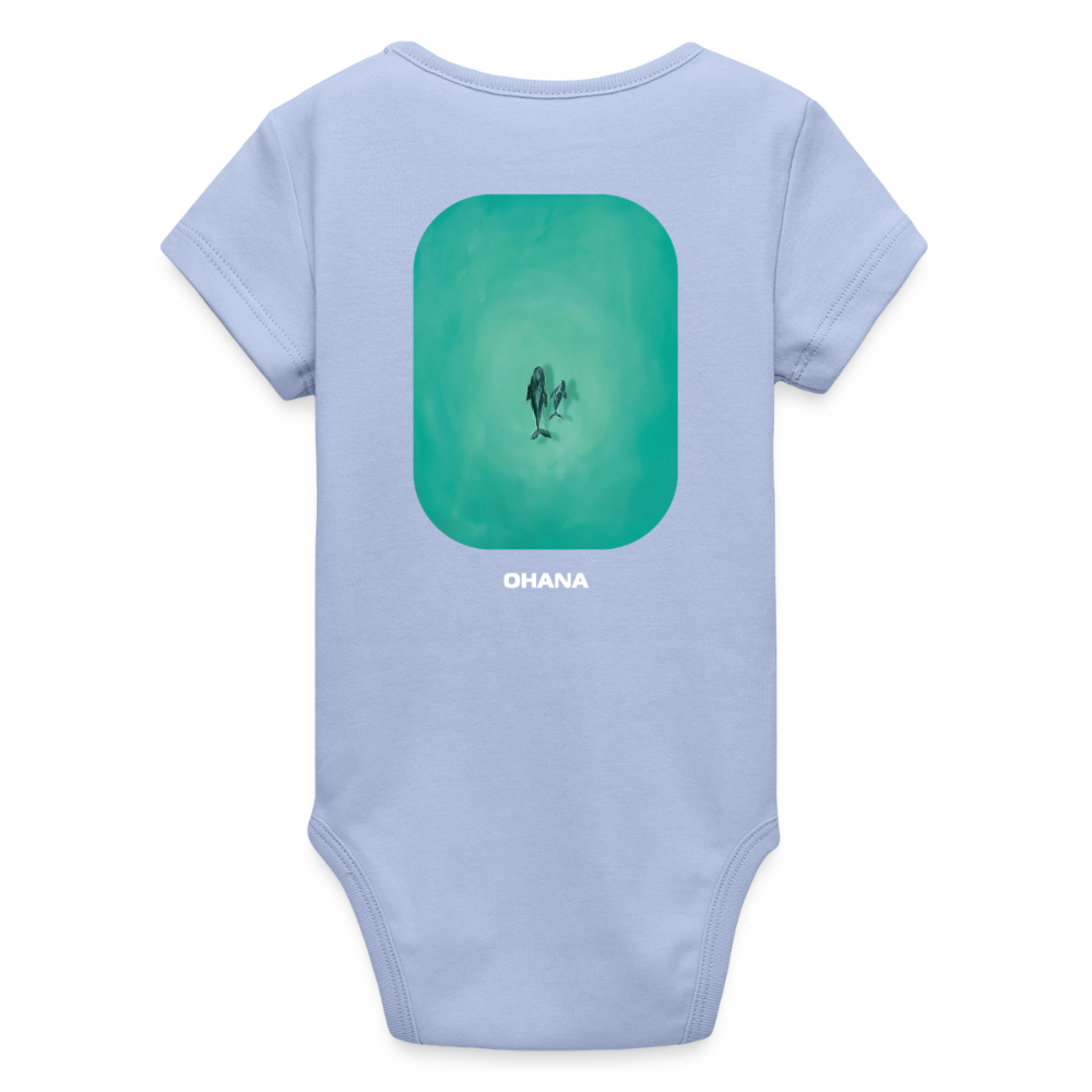 Mother Whale - Baby Organic Bodysuit - sky