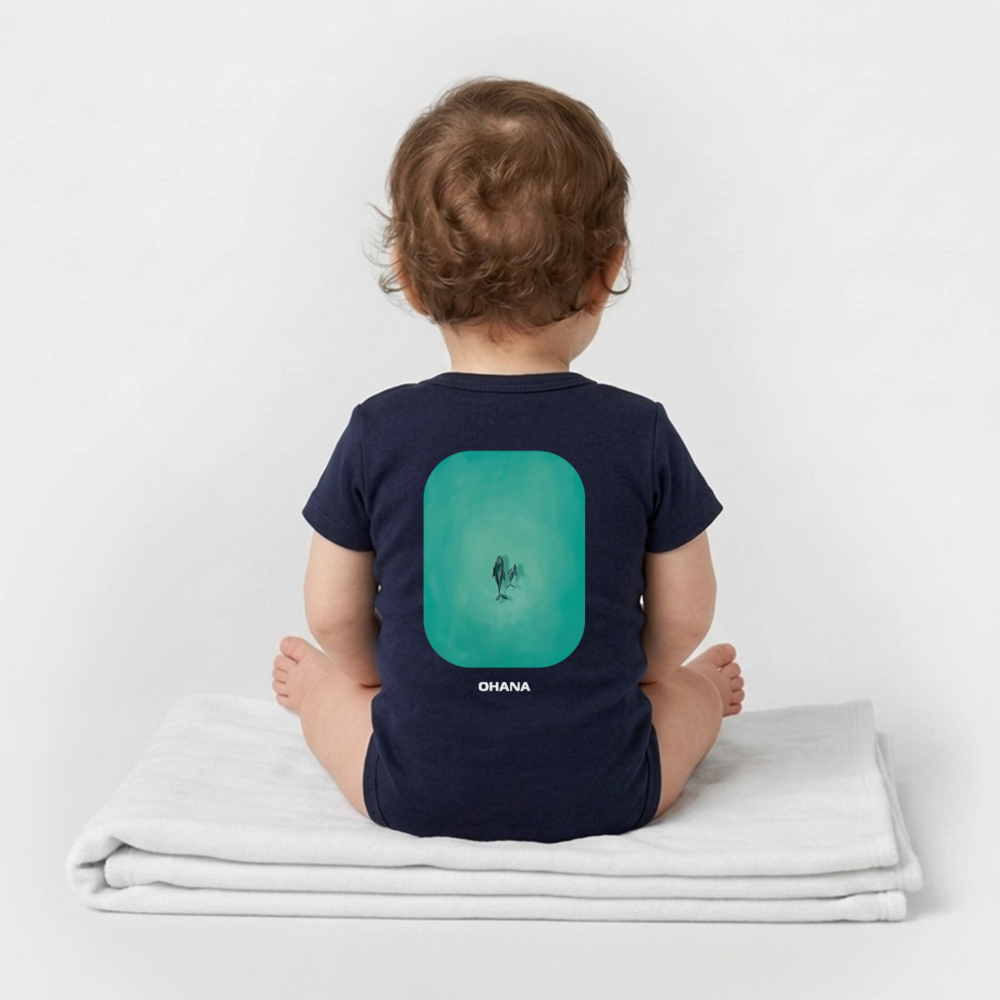 Mother Whale - Baby Organic Bodysuit - navy