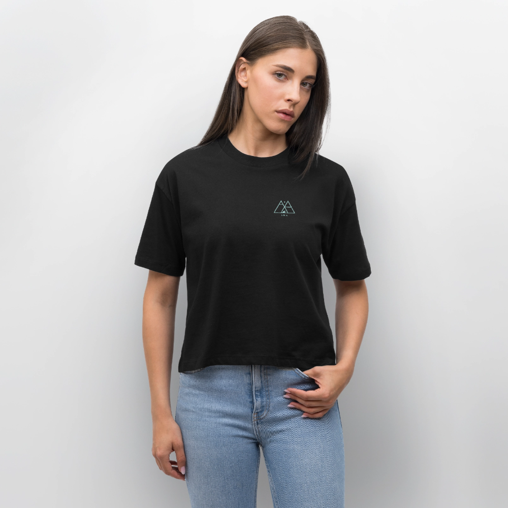 Oceans Eye Wave Fine Art Print | Surfing Apparel | Diesel Blue Ocean Barrel shirt | Coastal Wearable Art | Gift for Ocean Lovers & Surfers, Stanley/Stella Frauen Boxy Bio-T-Shirt Nova - black