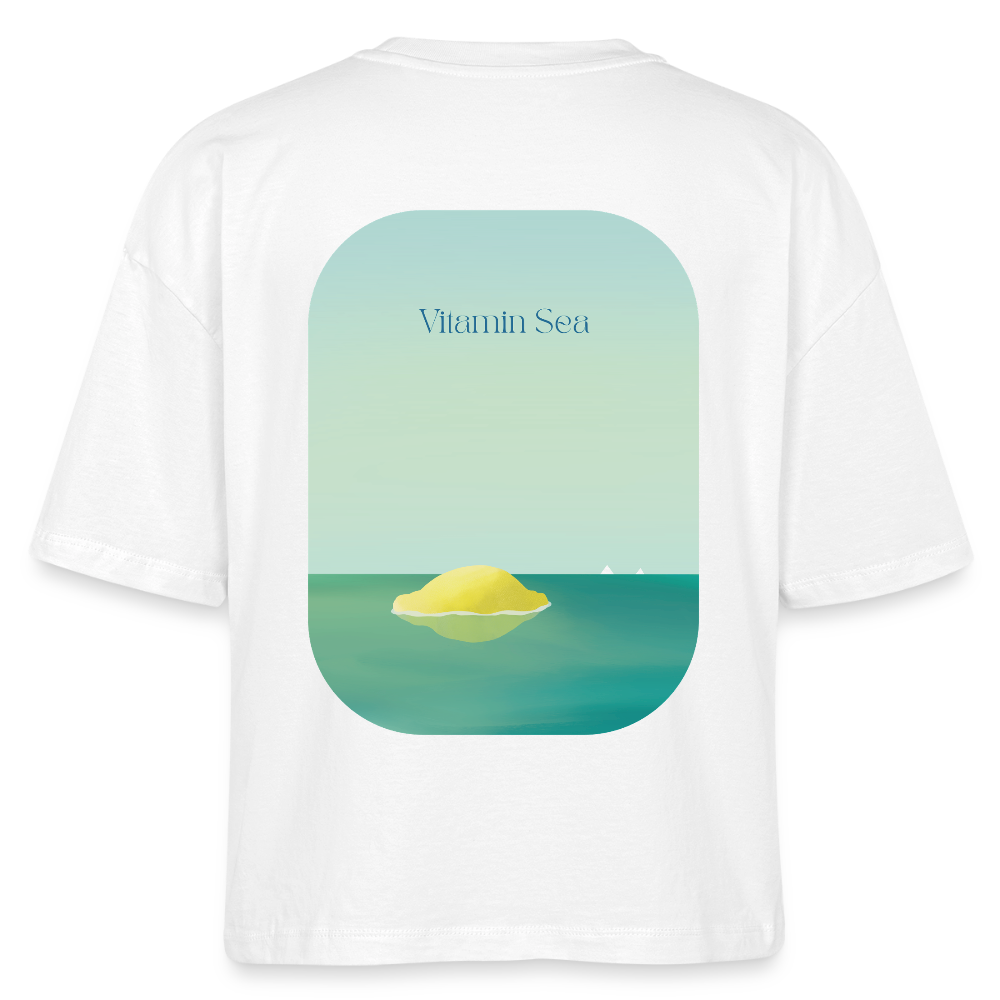 Vitamin Sea Lemon Art Shirt, Mediterranean Dolce Vita Apparel, Coastal Lemon Kitchen Art, Funny Pun Food Shirt, Summer Vacation Gift - Stanley/Stella Frauen Boxy Bio-T-Shirt Nova - white